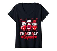 Mujer Pharmacy Squad Funny Valentine's Day Pharmacist Technician Camiseta Cuello V
