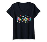 Mujer PharmD Doctor of Pharmacy Groovy Tie Dye Farmacéutico Camiseta Cuello V