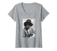 Mujer Phil Lynott Thin Lizzy Thunder Y Lightning Era 1983 Camiseta Cuello V