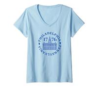 Mujer Philadelphia Independence Hall 1776 Pensilvania Filadelfia Camiseta Cuello V