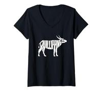 Mujer Philippines Carabao Water Buffalo Word Art - Animal Divertido Camiseta Cuello V