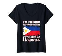 Mujer Philippines Flag Proud Elegant Filipino Boyfriend Girlfriend Camiseta Cuello V