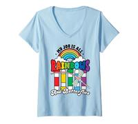 Mujer Phlebotomist Job is All Rainbows Butterflies Lab Nurse Life Camiseta Cuello V