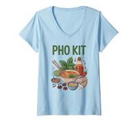 Mujer Pho Kit Ingredients Receta de Sopa de Fideos asiática vietnamita Camiseta Cuello V