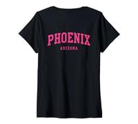 Mujer Phoenix Arizona Rosa Curvo Estilo Universitario Texto Mujer Espalda Camiseta Cuello V