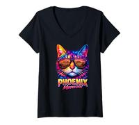 Mujer Phoenix Cat | Gafas de Sol Modernas y Divertidas de Sun Valley Camiseta Cuello V