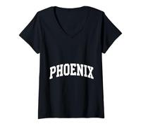 Mujer Phoenix White Curvo Estilo Universitario Texto Arizona Souvenir PHX Camiseta Cuello V