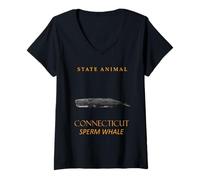Mujer Physeter Animal del Territorio de Connecticut macrocefalia Camiseta Cuello V