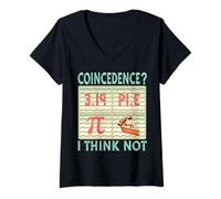 Mujer Pi 3.14 Pie Coincidencia? Creo que no es amante de las matemáticas Nerd Pi Day Camiseta Cuello V