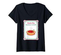 Mujer Pi Day Math Pie restaura 3.14 HP Pixel Art Gamer Camiseta Cuello V