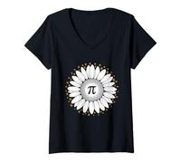 Mujer Pi Day Sunflower 3,14 Pi Número Símbolo Matemáticas Profesor Camiseta Cuello V