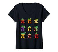Mujer Pi Menu Funny 3.14 Menú Pastel de Maestro de Matemáticas Feliz Día Pi Camiseta Cuello V