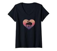Mujer Pianista De Música Clásica Pianista Alas Piano Camiseta Cuello V
