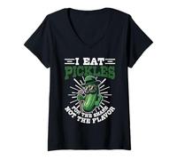 Mujer Pickle Lover Pepino Gimnasio Encurtidos Vegetales Fitness Vegano Camiseta Cuello V