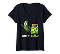 Mujer Pickle Panic Not The Jar es Divertido Camiseta Cuello V