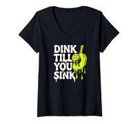 Mujer Pickleball Dink Till You Sink Slime Paddle Graphic Camiseta Cuello V