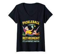 Mujer Pickleball Divertido y jubilación Deporte Camiseta Cuello V