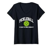 Mujer Pickleball - Gráfico divertido de personalidad completa Camiseta Cuello V