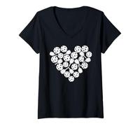 Mujer Pickleball Heart Paddle and Ball Graphic Design Camiseta Cuello V