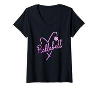 Mujer Pickleball Heart Script - Gráfico Love The Dink Camiseta Cuello V