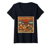 Mujer Picnic Nuclear Retro Humor Oscuro Apocalipsis Camiseta Cuello V