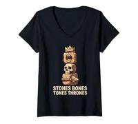 Mujer Piedras Huesos Tonos Tronos Cuatro Campos Antropología Camiseta Cuello V