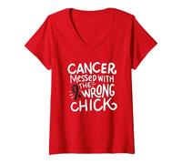 Mujer Piel Cáncer Superviviente Combate Chemo Melanom Cinta Negra Camiseta Cuello V