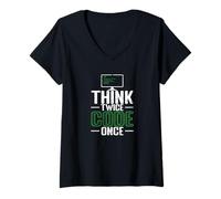 Mujer Piensa Dos Veces código una Vez Camiseta Cuello V