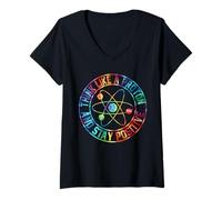 Mujer Piense como un Profesor de mordaza de Tabla periódica de protones Stay Positive Camiseta Cuello V