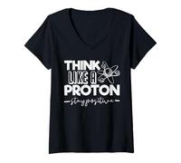 Mujer Piense como un Profesor de Tabla periódica de protones Stay Positive Camiseta Cuello V