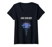 Mujer Pierde tu mente Encuentra tus almas I Meditación Camiseta Cuello V