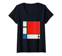 Mujer Piet Mondrian Composition with Red, Blue and Yellow Camiseta Cuello V