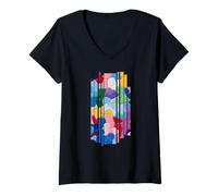 Mujer Piezas abstractas del Rompecabezas Camiseta Cuello V
