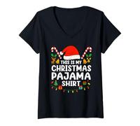 Mujer Pijama de Navidad con Texto en inglés «This Is My Christmas» para Hombre y Mujer Camiseta Cuello V
