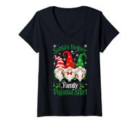 Mujer Pijama Familiar de ayudante de Papá Noel: Pijama de gnomos Camiseta Cuello V
