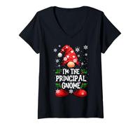 Mujer Pijama navideño Festivo I'm The Principal GNOME Camiseta Cuello V