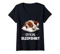Mujer Pijama oficial de Basset Hound para amantes de los perros Camiseta Cuello V