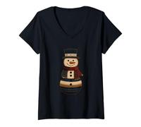 Mujer Pijamas a Juego con diseño de muñeco de Nieve para Navidad Camiseta Cuello V