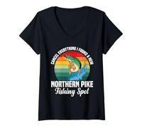 Mujer Pike Fisher Gear Northern Pike, señuelo para Pescadores de lucios Camiseta Cuello V