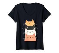 Mujer Pila de gatos Kawaii - Purrfectly Peaceful Camiseta Cuello V