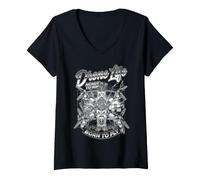 Mujer Piloto de cuadricóptero Vintage Drone Life Born to Fly Camiseta Cuello V