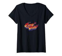 Mujer Pimp My Ride Retro Flame Logo Y2K TV Show Camiseta Cuello V