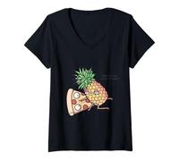 Mujer Pineapple Belongs on Pizza Camiseta Cuello V