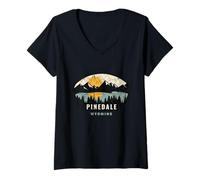Mujer Pinedale Wyoming, Recuerdo de Vacaciones WY Camiseta Cuello V