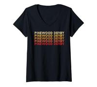 Mujer Pinewood Derby Retro 80s Typography Cub Scouts Camiseta Cuello V
