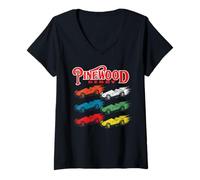 Mujer Pinewood Derby Retro Cub Scouts Pop Art Colors Camiseta Cuello V