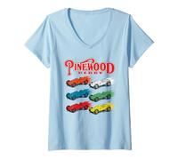 Mujer Pinewood Derby Retro Cub Scouts Pop Art Colors Camiseta Cuello V
