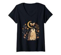 Mujer Pingüino Celestial Bohemio con Estampado Floral Camiseta Cuello V