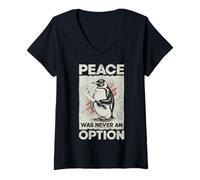 Mujer Pingüino con Cuchillo La Paz Nunca fue una opción Meme Divertido Camiseta Cuello V