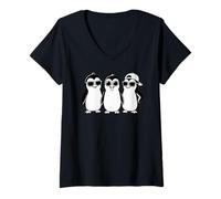 Mujer Pingüino con Gafas de Sol Funny Silly Foolish Cool 3 Penguin Camiseta Cuello V